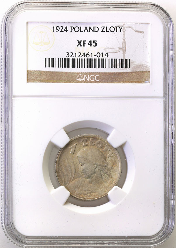II RP. 1 złoty 1924 Paryż NGC XF45